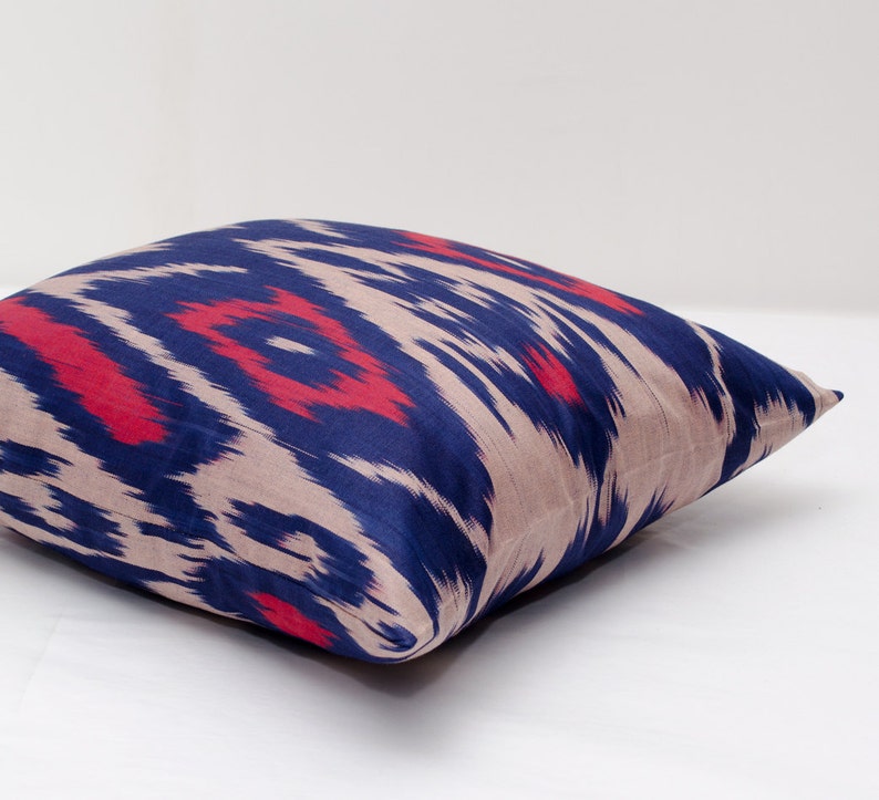accent pillow handmade ikat bohemian pillow 15x15 blue red ikat pillow cover blue red pillows ikat decorative pillow ikat throw pillow ikat