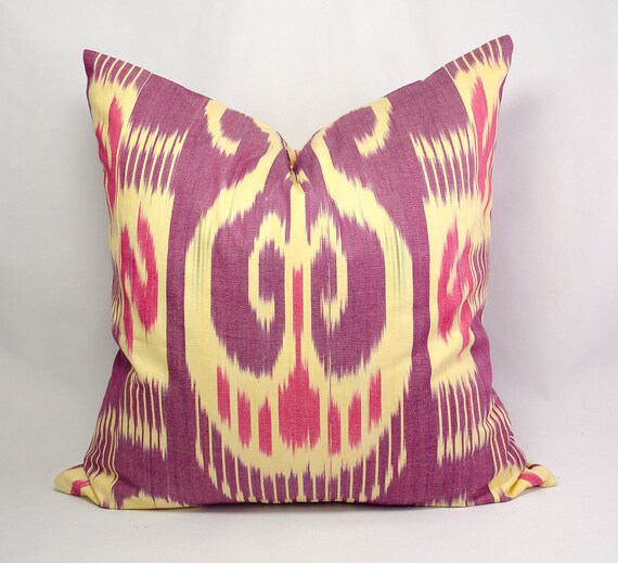 Purple Ikat Pillow Cover Uzbek Ikat Pillow Ikat Throw Pillow Etsy