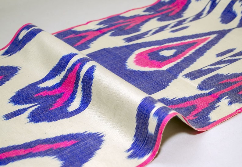 Pink Blue Silk ikat fabric ikat fabric by the yard pink ikat Etsy