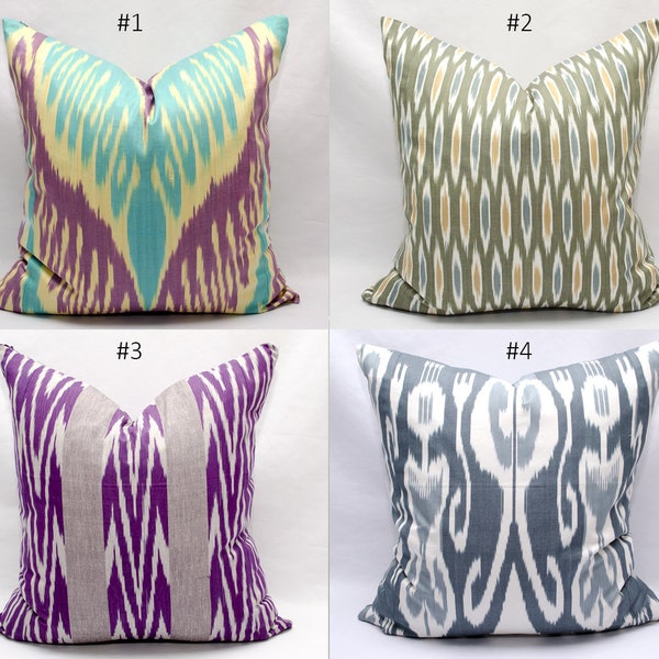 Select Uzbek Ikat Pillow Covers Cushions Purple Turquoise Handmade Decorative Throw Pillow design home interior in oriental modern style