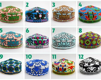 Choose Handmade Uzbek Traditional Hat cap doppi gift for Men Women vivid vibrant kufi Ethic Oriental Asian Stylish Headwear best collection