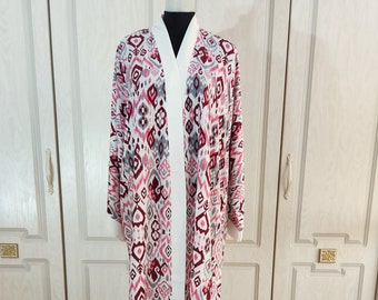 Elegant Ikat Bathrobe Abaya Experience ultimate relaxation in this exquisite bathrobe featuring an intricately designed ethnic ikat print