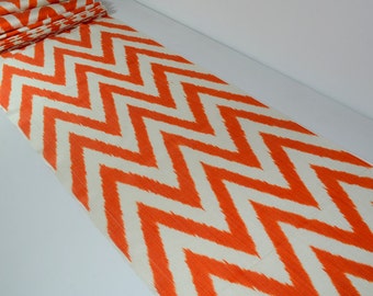 Orange Silk ikat fabric by the yard Chevron textile handmade table runner upholstery home interior decoration fabric in Asian turkish style