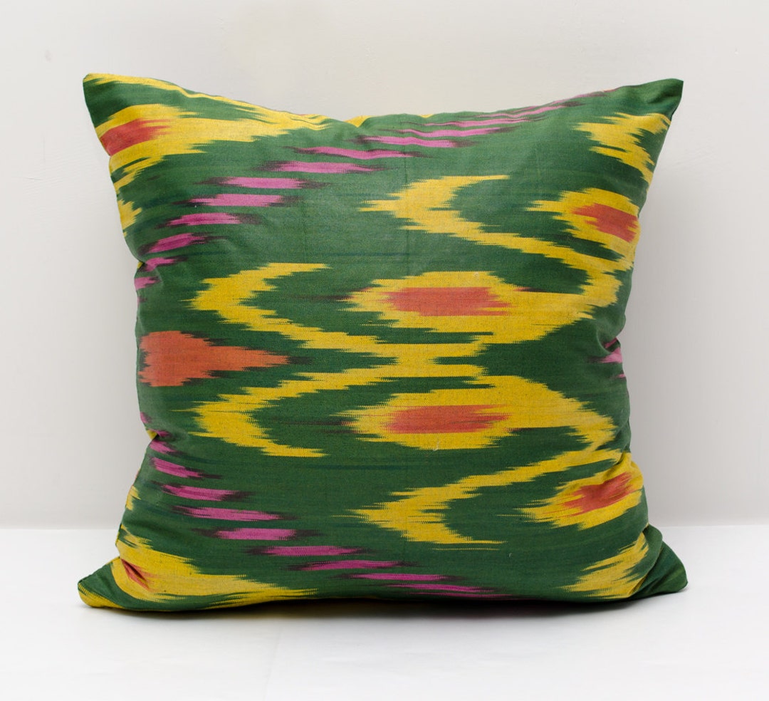 22x14 Size Ikat Sofa Cushion Case Green Ikat Pillow Cover Etsy