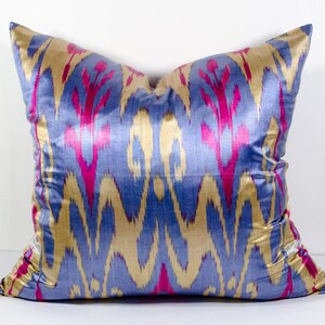 20x20 pink violet satin ikat pillow cover, violet cream, violet pillows, violet ikats, violet pink pillows, pink pillows, design pillows image 2