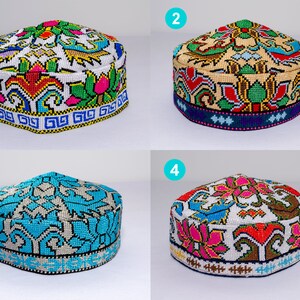 Traditional Hat For Choose Uzbek Silk Embroidery Skull Cap Etsy