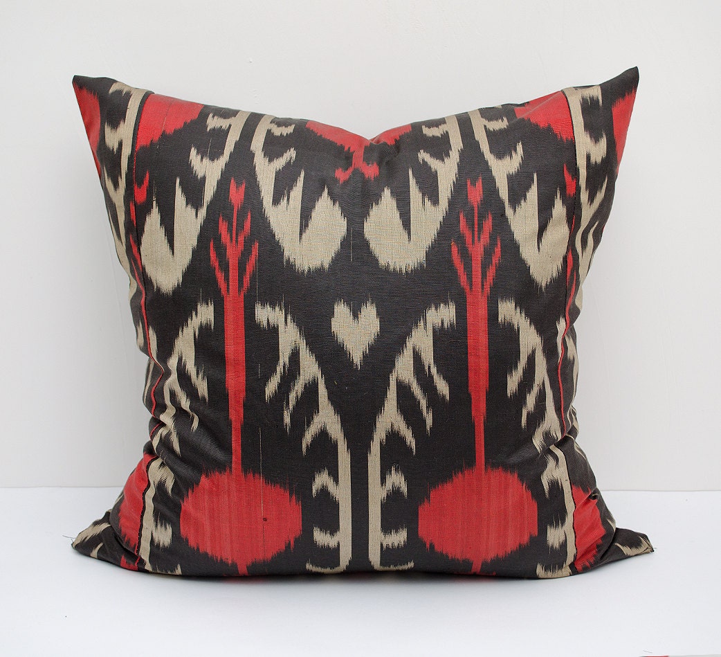 20x20 red gray ikat pillow cover red gray black cushion Etsy