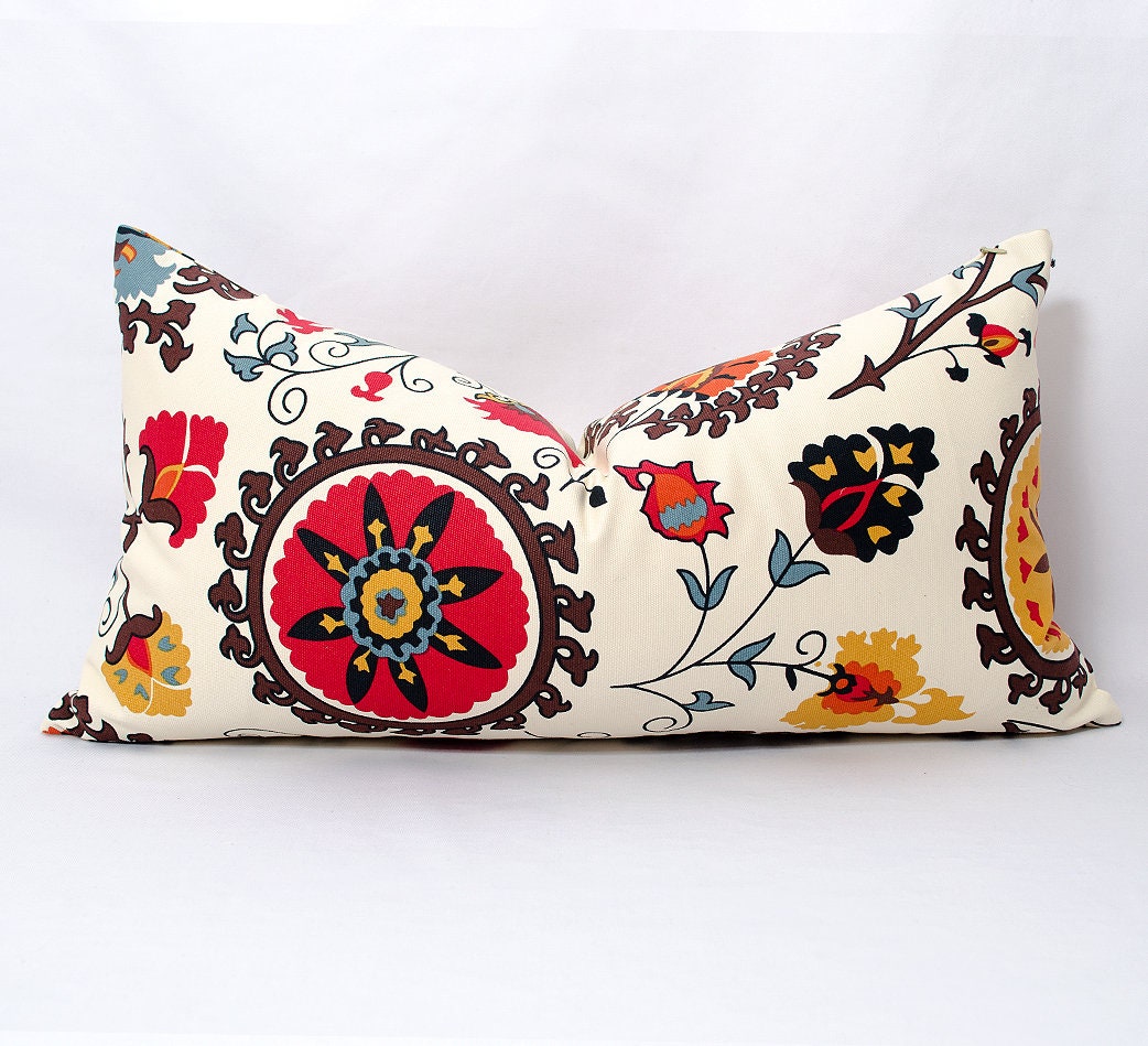 Suzani Pillow Cover Lumbar Decorative Central Asian Turkish Etsy