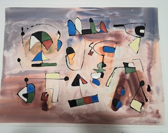Abstract Painting Colors Original Keith Redman Mid Century Style
