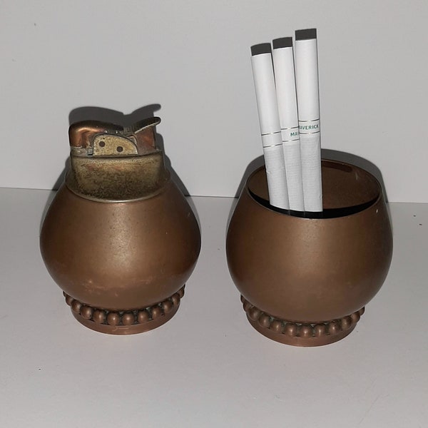 Vintage Evans Smoking Set  Lighter Cigarette Holder Set Copper Balls