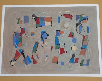 Abstract Art Painting Style Original Keith Redman MCM Mid Century Style