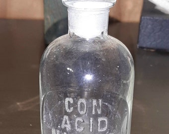 Antique CON Acid Nitric HNO3 Bottle Chemist Apothecary