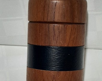 Teak Covered Jar Container Small Danish Modern  Vintage