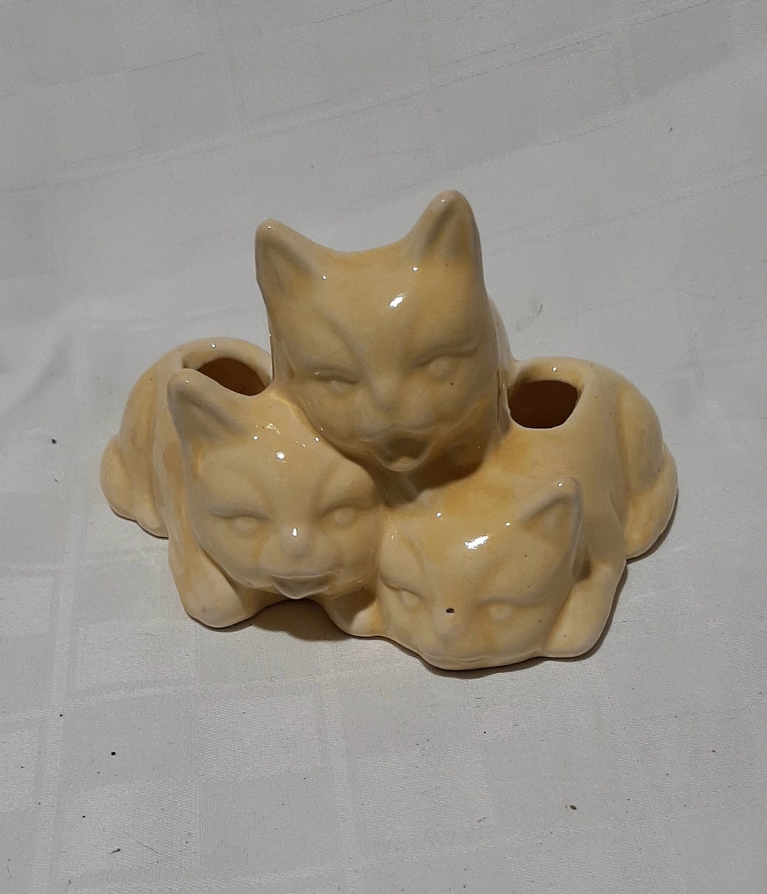 Mccoy Pottery 3 Kittens Cats Planter Yellow Etsy
