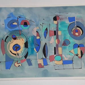 Abstract Original Painting MCM Style by Artist Keith Redman Mid Century Style