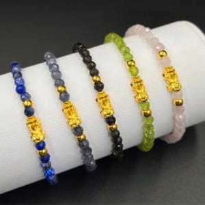 Pixiu Feng Shui-armband i 99,9 % rent 24 karat guld och lyckosten – Armband för rikedom, tur och välstånd