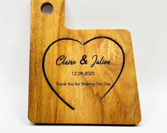 Custom Laser‑Engraved Teak Coaster – Wedding Guest Gift & Restaurant Display