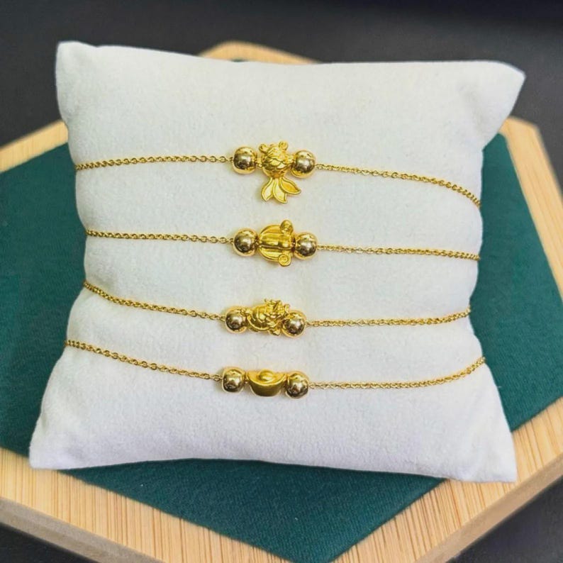 24K Pure Gold Dragon Turtle Charm Bracelet 99.99% Feng Shui Wealth Longevity Protection Lucky Charm Jewelry Gift for Women image 6