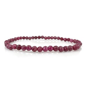 Natural Ruby Faceted Beaded Bracelet 4mm