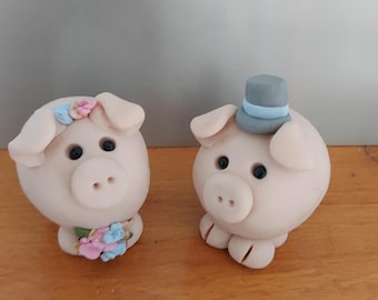 Décorations de gâteau de mariage personnalisées avec des cochons