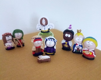 Crèche de South Park, 9 personnages, tel qu&#39;illustré