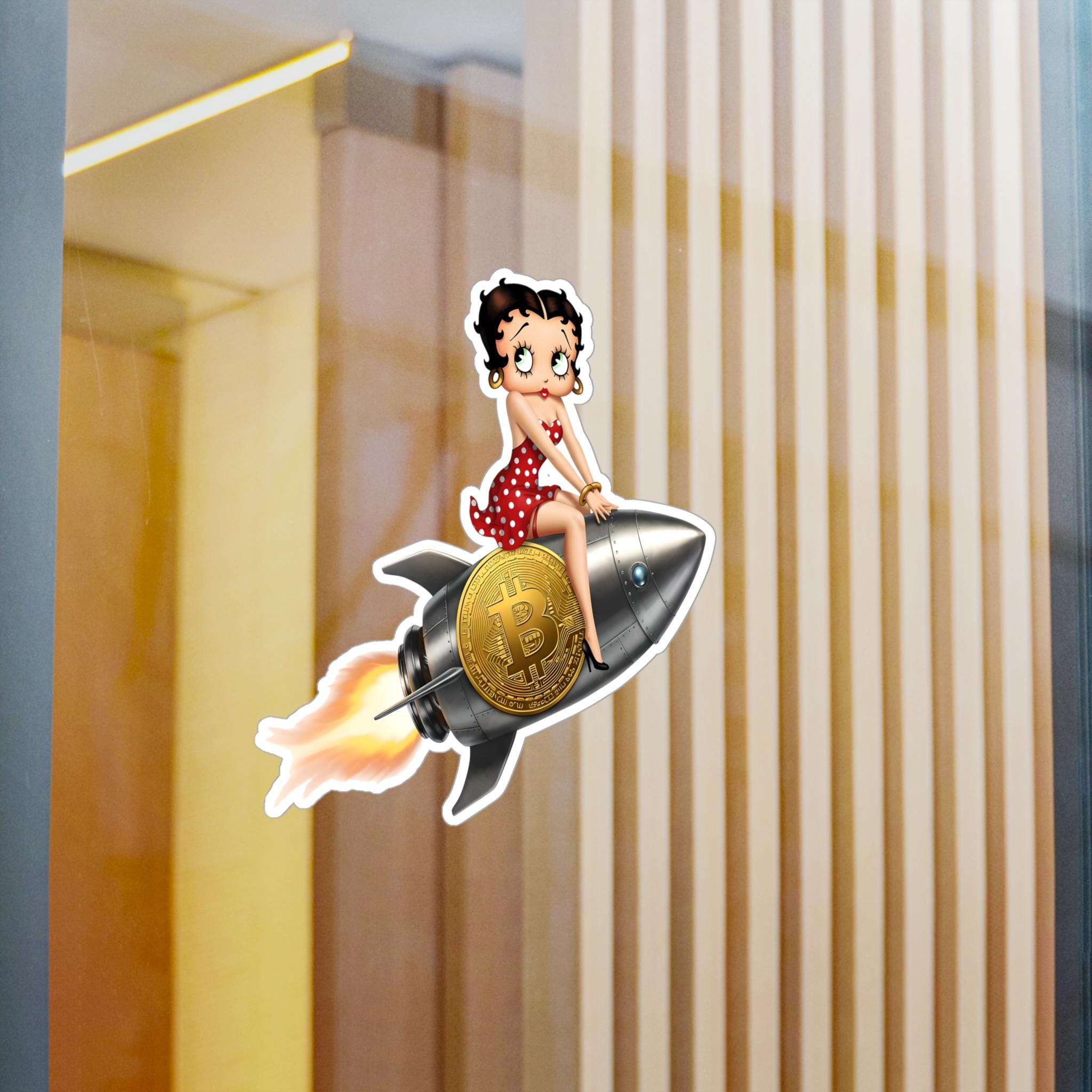 Retro Rocket Crypto Betty Boop Vinyl Decal - Fun Stickers for Laptops,  Water Bottles, Phones, Cars