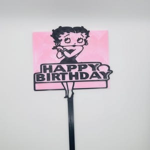 Betty Boop Happy Birthday Cake Topper – Party Decoration – Reusable & made in USA