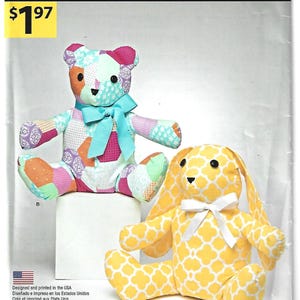May include: A Simplicity sewing pattern envelope A1191 titled IT'S SO EASY featuring a patchwork teddy bear with a teal ribbon and a yellow and white patterned rabbit with a white ribbon. The package includes text A1191, IT'S SO EASY, and IT'S Simplicity.