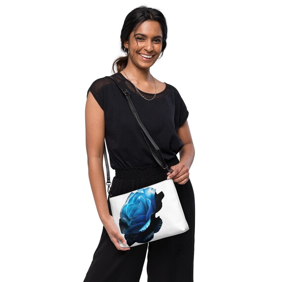 Faux Leather Crossbody Bag: Floral Print, Adjustable Straps