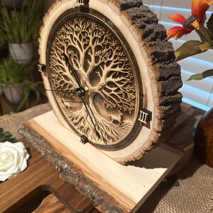 Rustic Tree of Life Mantle Clock Handcrafted Natural Wood Slice Clock ...