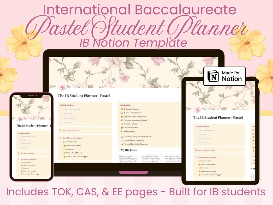 IB Student Planner Notion Template Pastel Academic Success Etsy
