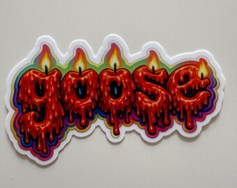 Goose Melting Candle Sticker 3” by 1.8” - Vinyl Sticker Slap, Jam Band