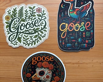 3 Pack Goose Band Stickers,  Goose Jam Band designs, Vinyl Cut Slaps