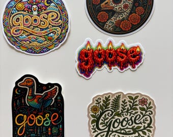 5 Pack Goose Band Stickers,  Goose Jam Band designs, Vinyl Cut Slaps