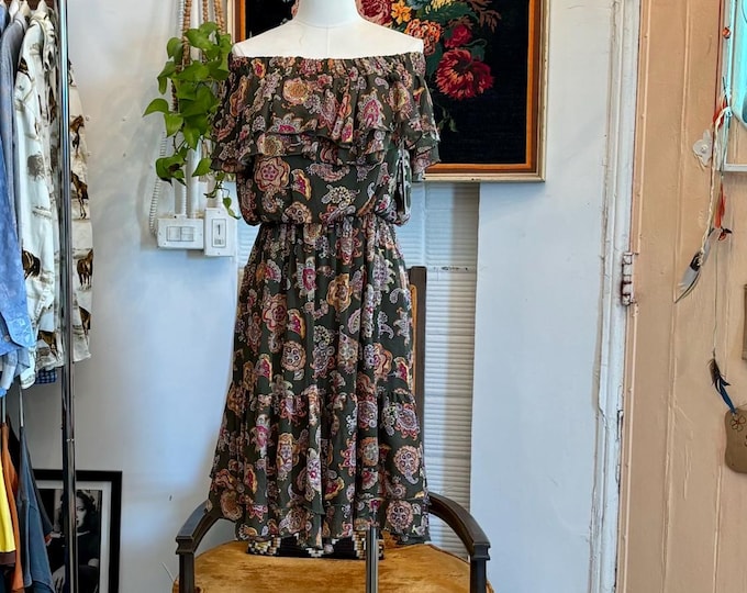 vintage nanette lepore floral flounce ruffle dress