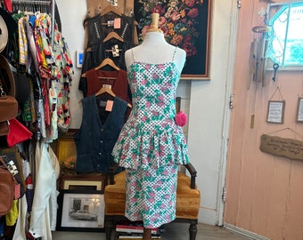 vintage 80's polka dot tulip peplum dress