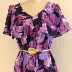 vintage 70's purple floral maxi boho dress image 4
