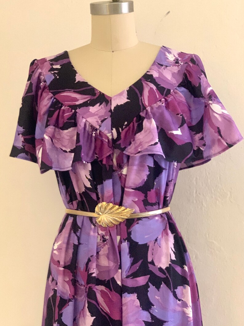 vintage 70's purple floral maxi boho dress image 4