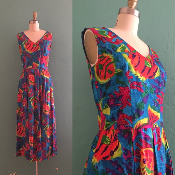 vintage 80's fish print maxi dress // summer maxi