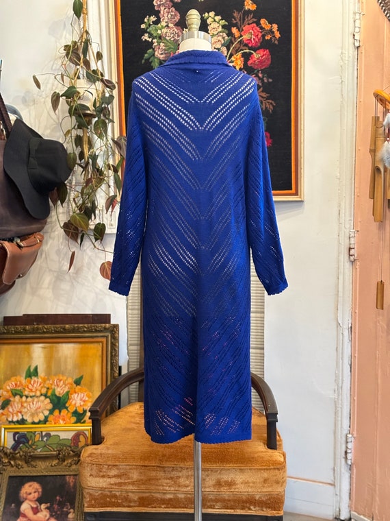 vintage 70's blue knit midi dress - image 7