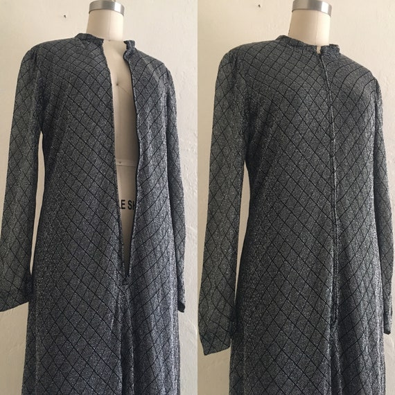 vintage 70's silver metallic maxi dress // zip fr… - image 10