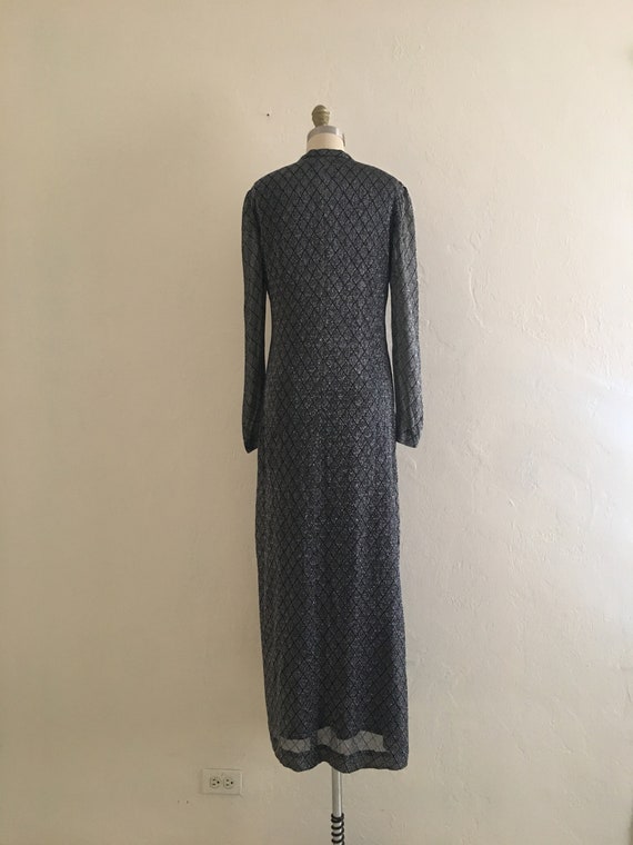 vintage 70's silver metallic maxi dress // zip fr… - image 7