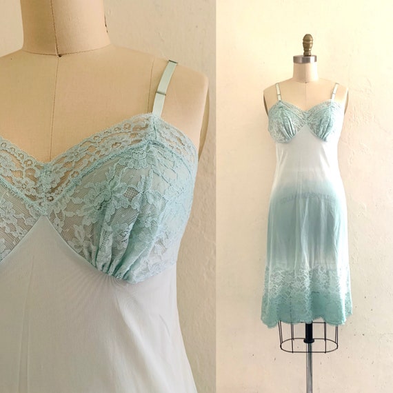 vintage green tie dye lace slip dress // tie dye c