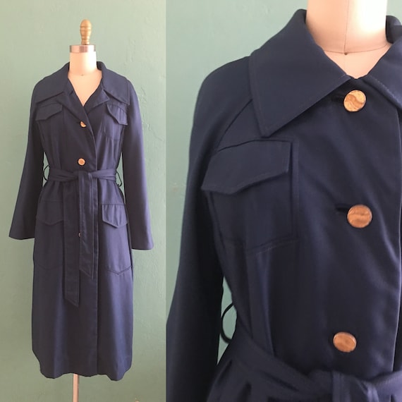 vintage 60's navy trench coat // blue spring coat