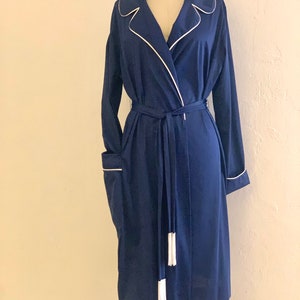 vintage 80's navy tassel robe // dressing gown image 9