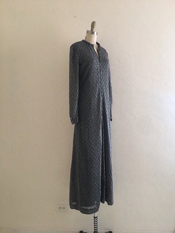 vintage 70's silver metallic maxi dress // zip fr… - image 2