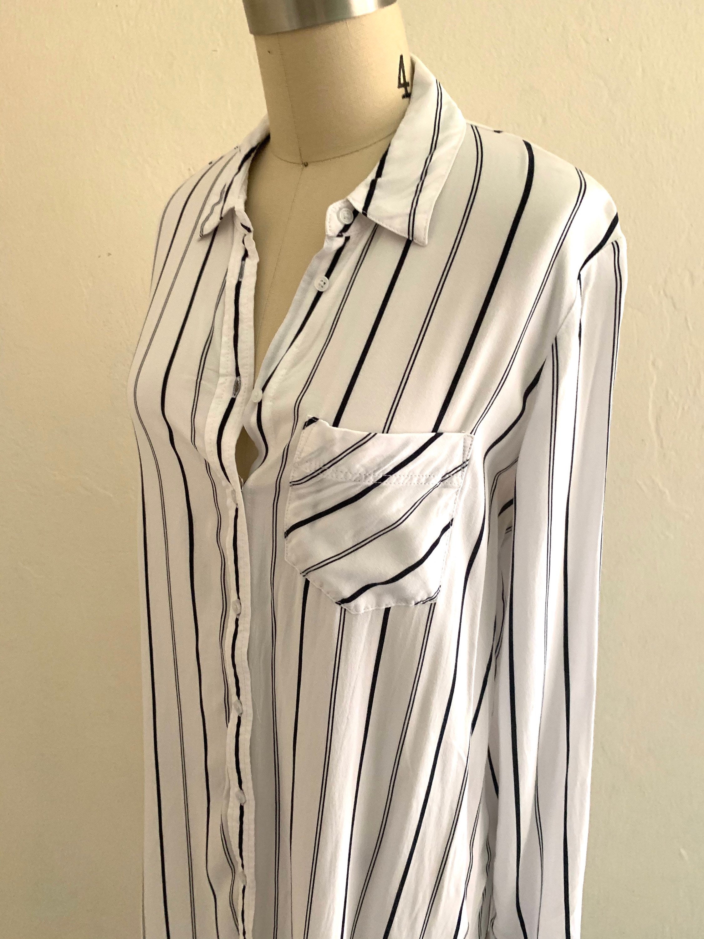 black and white striped shirt dress