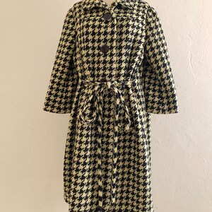 vintage 60's herringbone black & cream coat image 10