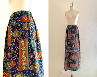 vintage 60's floral hippie maxi skirt