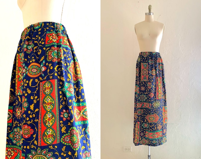 vintage 60's floral hippie maxi skirt